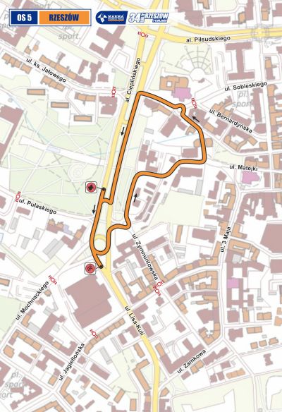 zdjecie trasy rajdu na odcinku w miejscowości Rzeszów